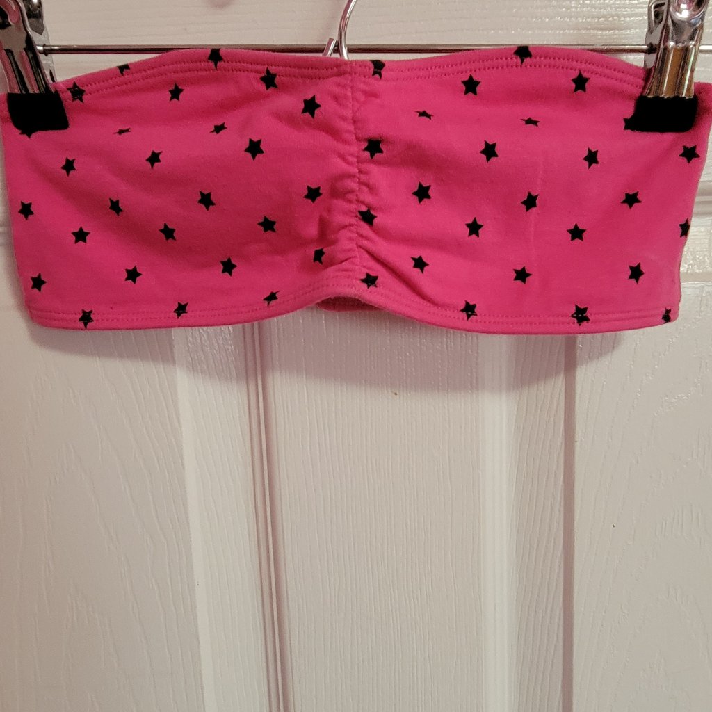 Pink And Black Bandaeu Top